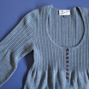 Anthropologie sweater babydoll dress XS ribbed button boho bohemian artsy